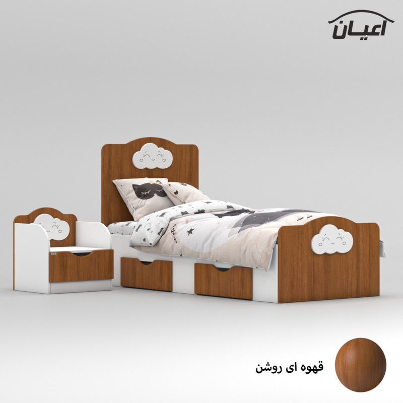 ست تخت خواب یک نفره کوچیل مدل KL764 سایز 80x180 سانتی متر مجموعه دو عددی