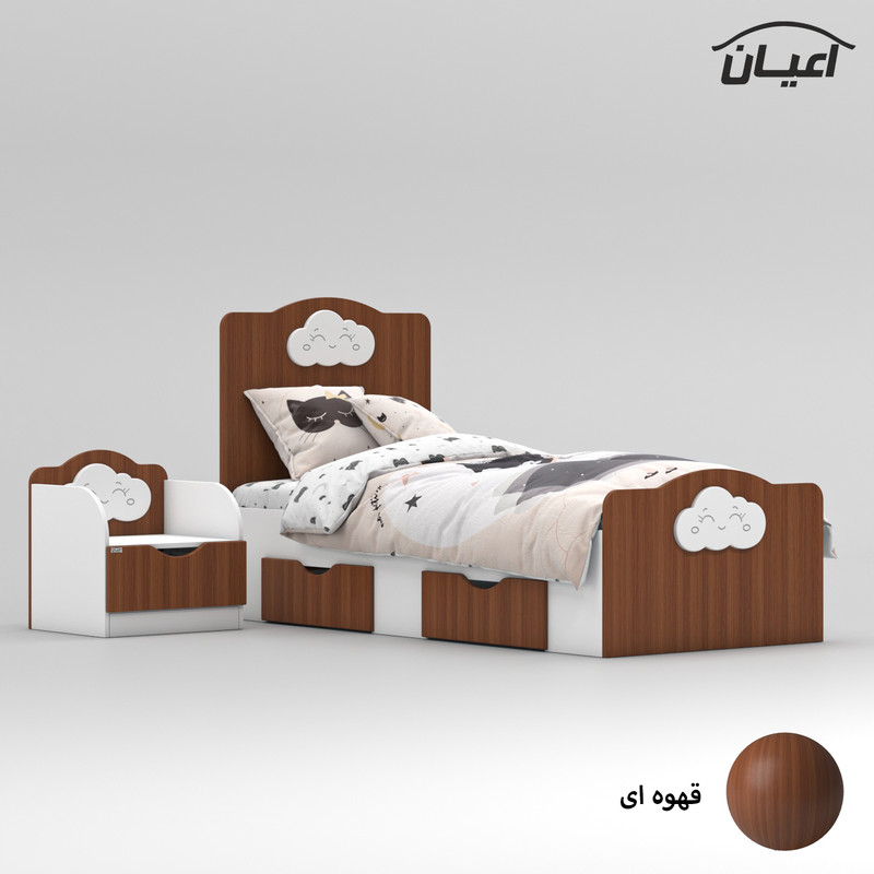 ست تخت خواب یک نفره کوچیل مدل KL764 سایز 80x180 سانتی متر مجموعه دو عددی