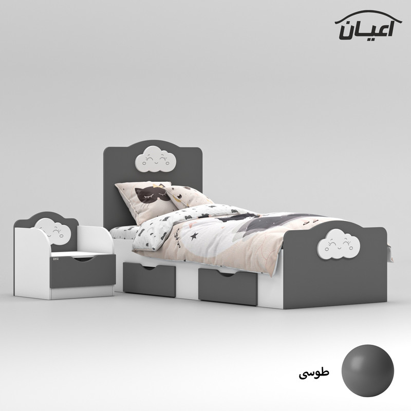 ست تخت خواب یک نفره کوچیل مدل KL764 سایز 80x180 سانتی متر مجموعه دو عددی