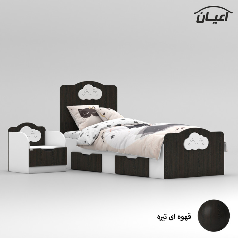 ست تخت خواب یک نفره کوچیل مدل KL764 سایز 80x180 سانتی متر مجموعه دو عددی