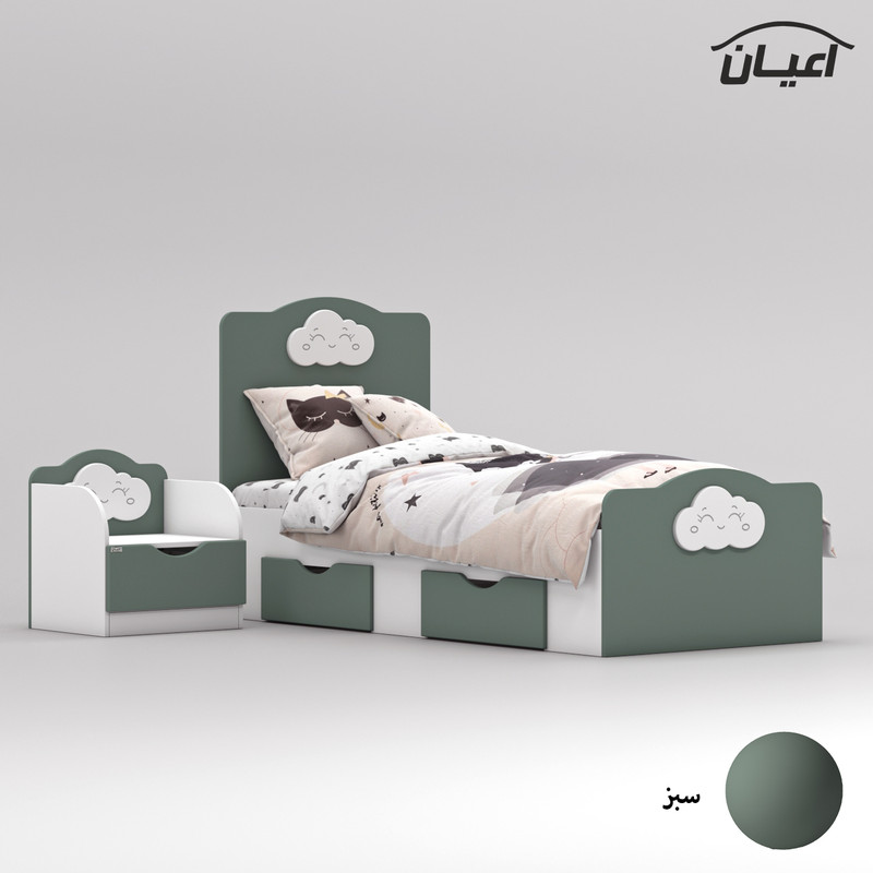 ست تخت خواب یک نفره کوچیل مدل KL764 سایز 80x180 سانتی متر مجموعه دو عددی