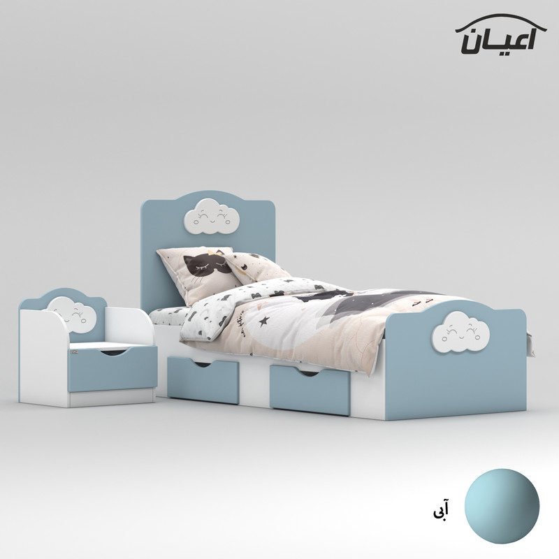 ست تخت خواب یک نفره کوچیل مدل KL764 سایز 80x180 سانتی متر مجموعه دو عددی