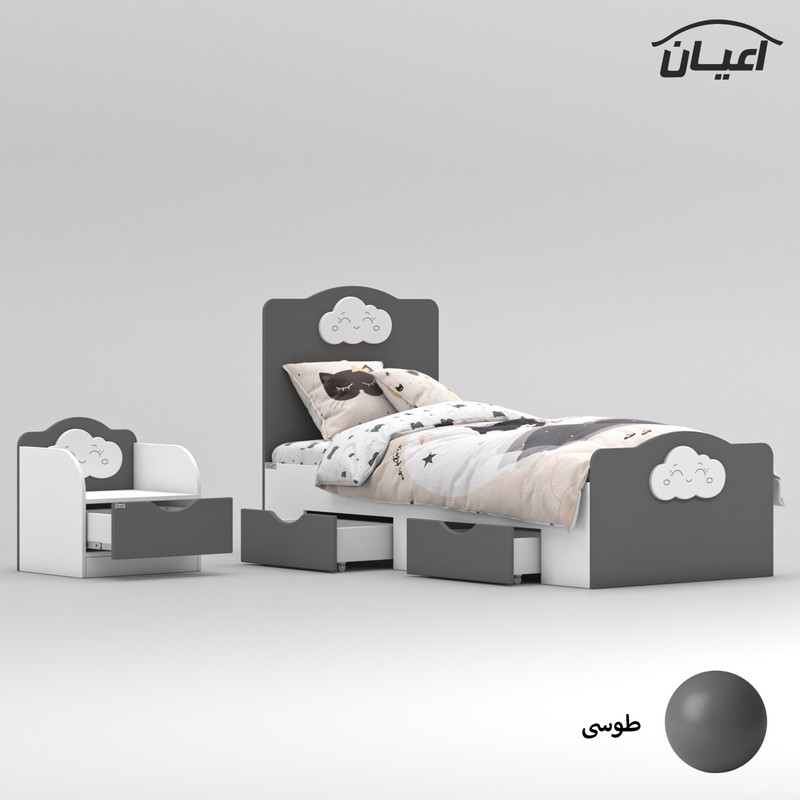 ست تخت خواب یک نفره کوچیل مدل KL764 سایز 80x180 سانتی متر مجموعه دو عددی