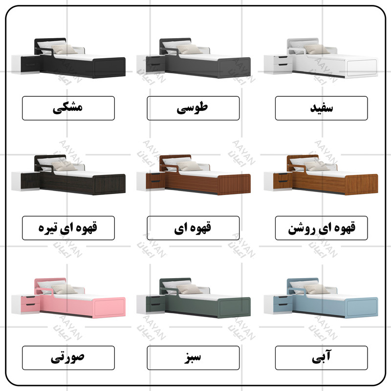 ست تخت خواب یک نفره کوچیل مدل KL775 سایز 90x200 سانتی متر مجموعه دو عددی