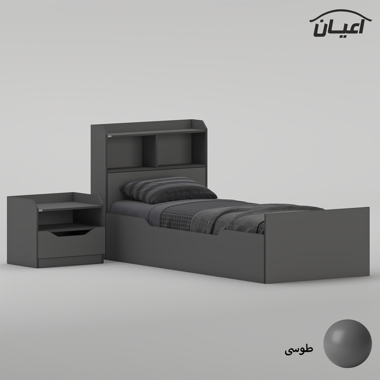 سرویس تخت خواب یک نفره ملامینه کوچیل مدل KL995 سایز 90x200 سانتی متر به همراه پاتختی
