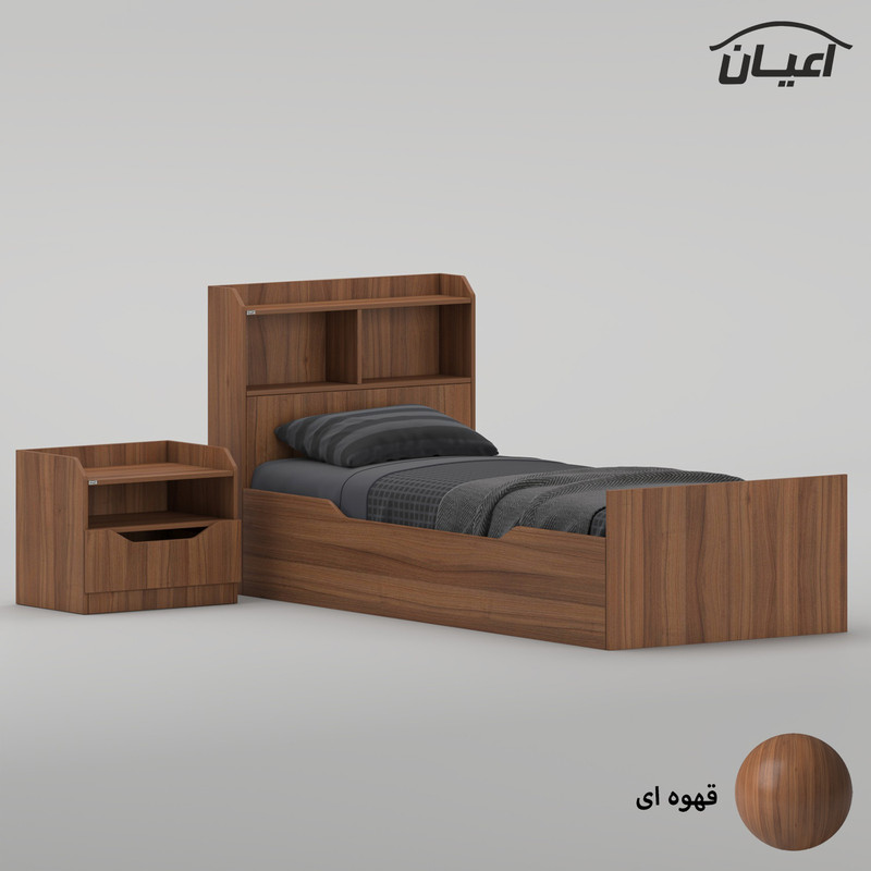 سرویس تخت خواب یک نفره ملامینه کوچیل مدل KL995 سایز 90x200 سانتی متر به همراه پاتختی