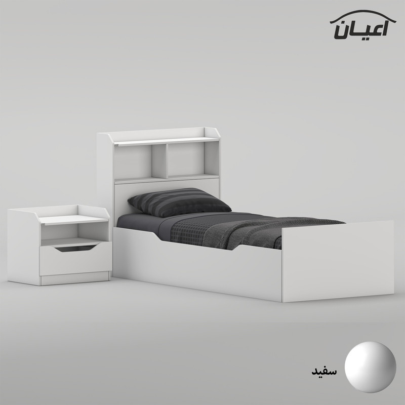 سرویس تخت خواب یک نفره ملامینه کوچیل مدل KL995 سایز 90x200 سانتی متر به همراه پاتختی