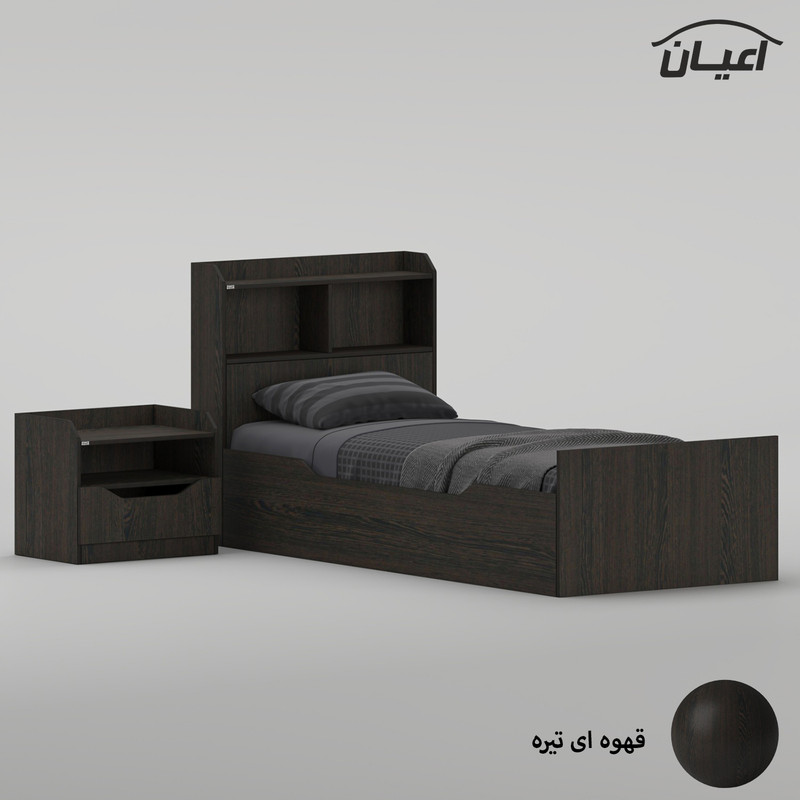 سرویس تخت خواب یک نفره ملامینه کوچیل مدل KL995 سایز 90x200 سانتی متر به همراه پاتختی
