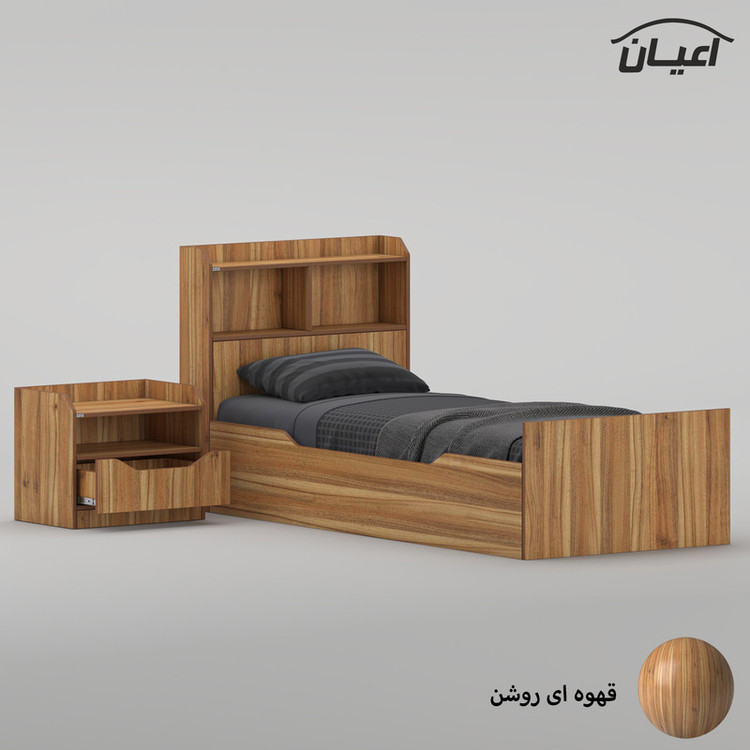 سرویس تخت خواب یک نفره ملامینه کوچیل مدل KL995 سایز 90x200 سانتی متر به همراه پاتختی