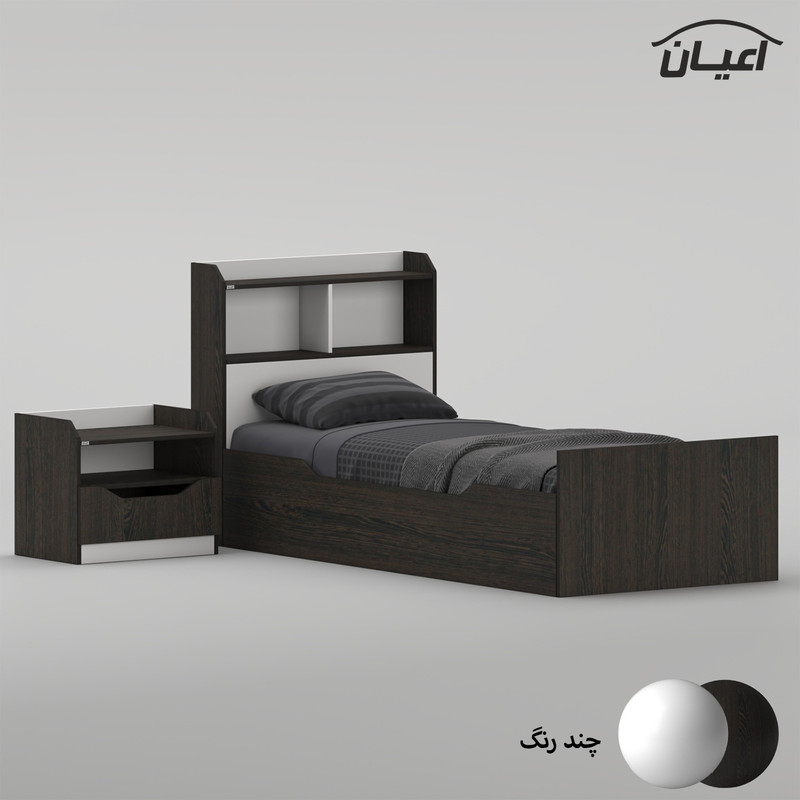 سرویس تخت خواب یک نفره ملامینه کوچیل مدل KL995 سایز 90x200 سانتی متر به همراه پاتختی