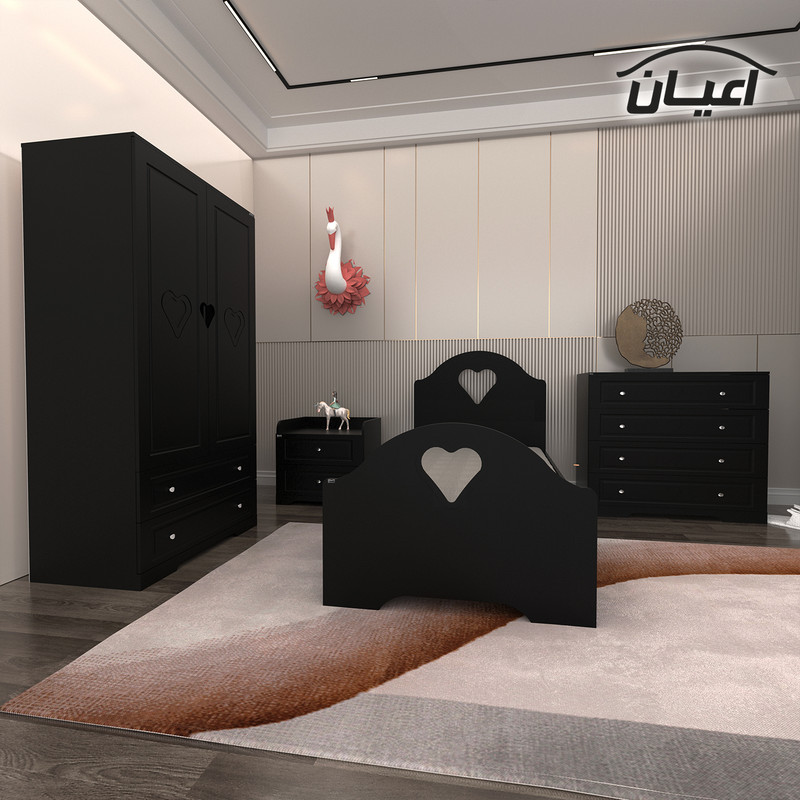 سرویس خواب یک نفره کوچیل مدل KL474 طرح فانتزی سایز 90x200 سانتی متر مجموعه 4 عددی