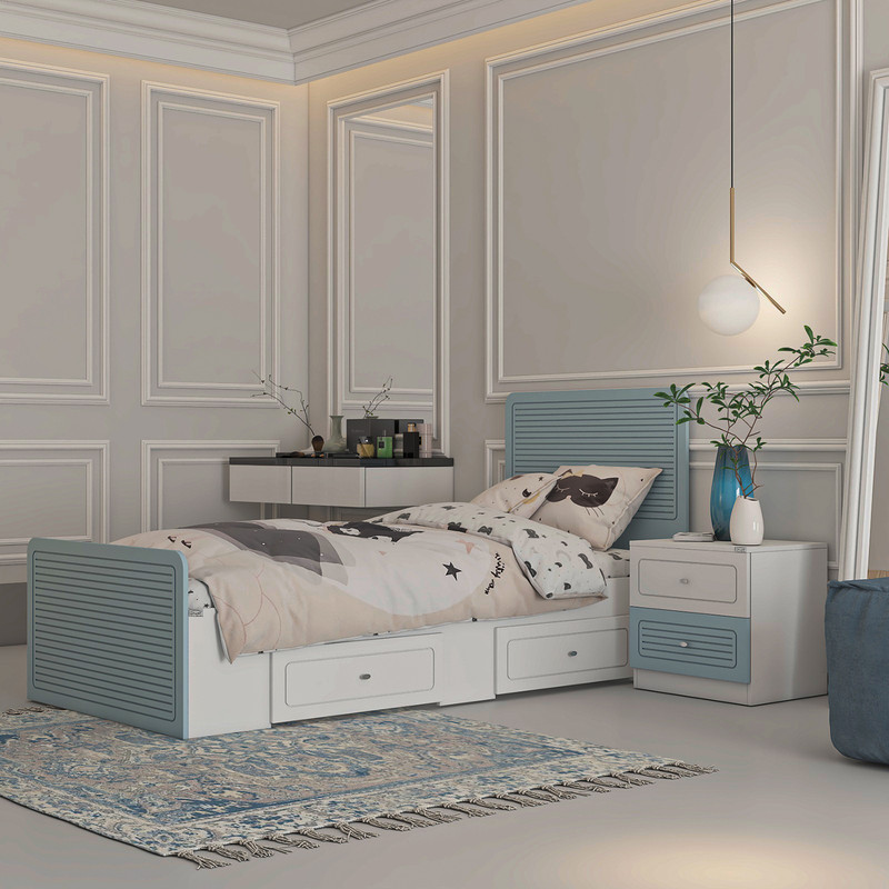 تخت خواب ملامینه یک نفره کوچیل مدل KL815 سایز 90x200 سانتی متر مجموعه دو عددی