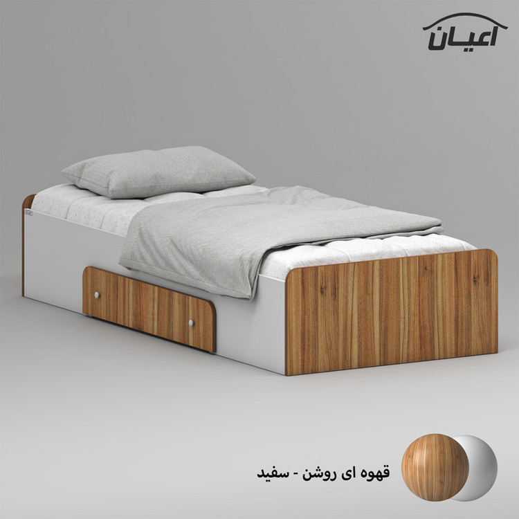 تخت خواب ملامینه یک نفره کوچیل مدل KL967 سایز 90x200 سانتی متر