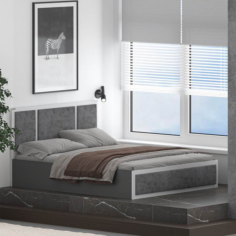 تخت خواب ملامینه دو نفره کوچیل مدل KL958 سایز 160x200 سانتی متر