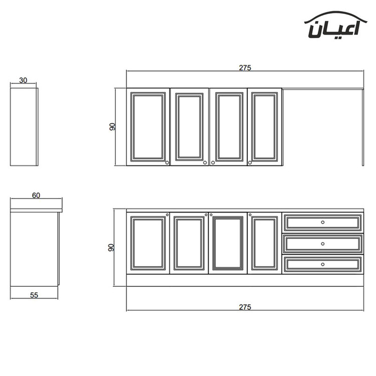 کابینت آشپزخانه کوچیل مدل KL C19 مجموعه 8 عددی