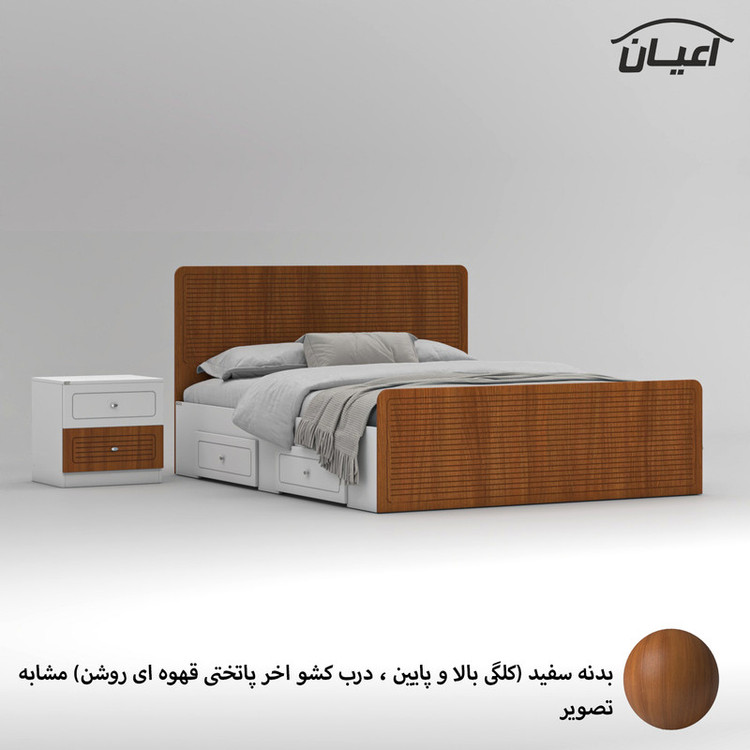 تخت خواب ملامینه دو نفره کوچیل مدل KL816 سایز 160x200 سانتی متر مجموعه دو عددی