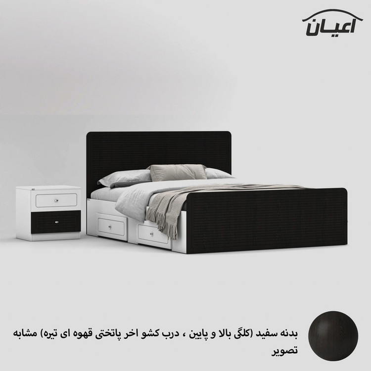 تخت خواب ملامینه دو نفره کوچیل مدل KL816 سایز 160x200 سانتی متر مجموعه دو عددی