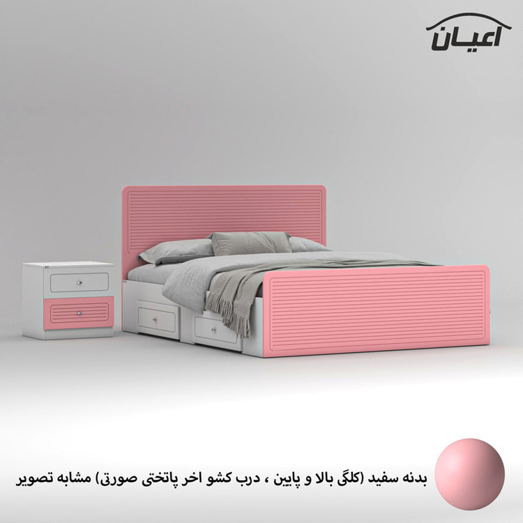 تخت خواب ملامینه دو نفره کوچیل مدل KL816 سایز 160x200 سانتی متر مجموعه دو عددی