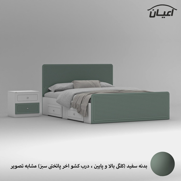 تخت خواب ملامینه دو نفره کوچیل مدل KL816 سایز 160x200 سانتی متر مجموعه دو عددی
