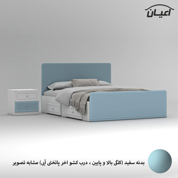 تخت خواب ملامینه دو نفره کوچیل مدل KL816 سایز 160x200 سانتی متر مجموعه دو عددی