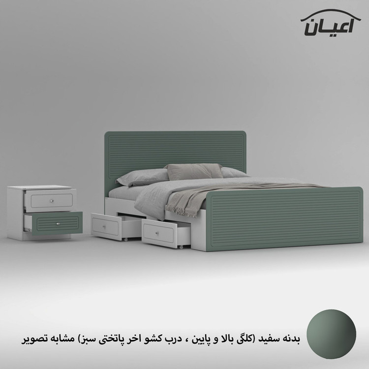 تخت خواب ملامینه دو نفره کوچیل مدل KL816 سایز 160x200 سانتی متر مجموعه دو عددی