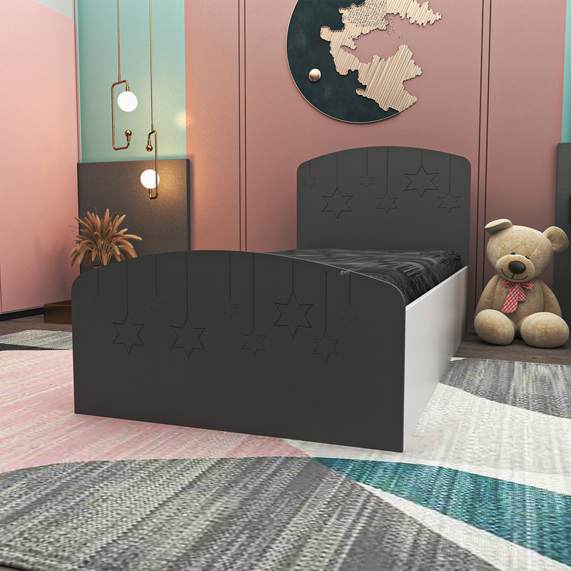 تخت خواب یکنفره کوچیل مدل KL595 طرح ستاره سایز 90x200 سانتی متر