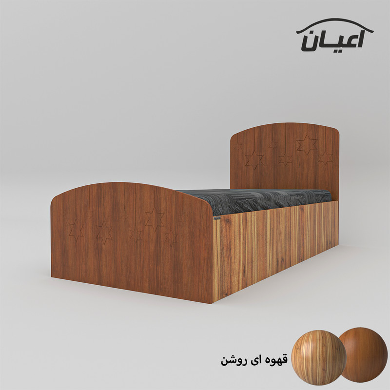 تخت خواب یکنفره کوچیل مدل KL595 طرح ستاره سایز 90x200 سانتی متر
