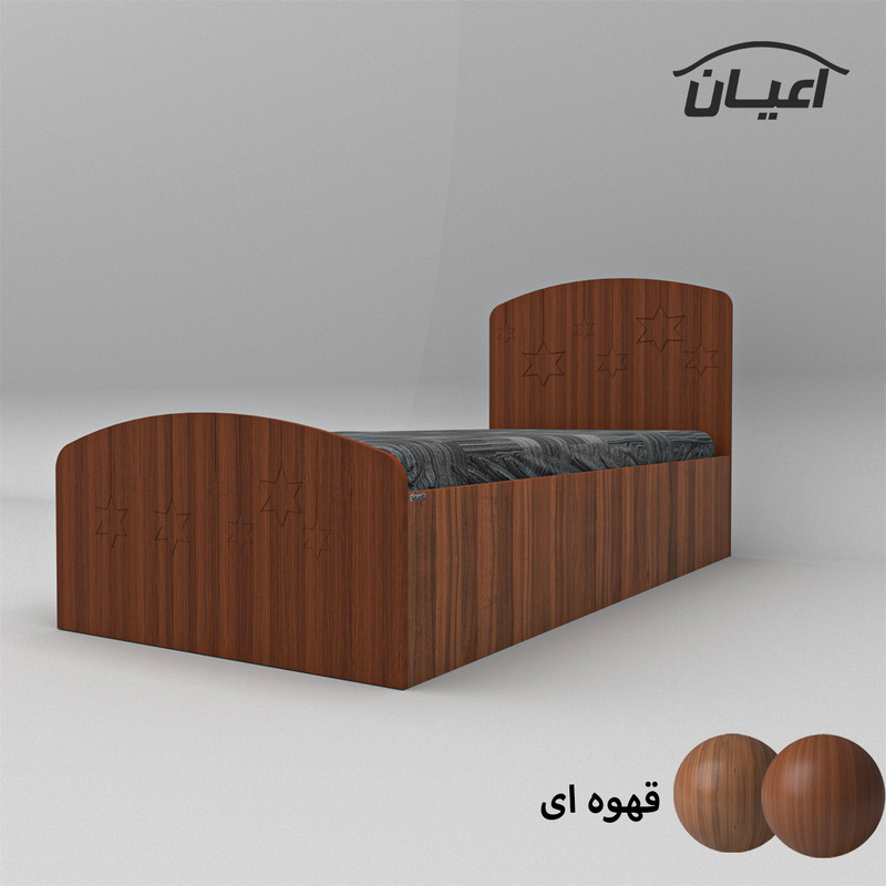 تخت خواب یکنفره کوچیل مدل KL595 طرح ستاره سایز 90x200 سانتی متر
