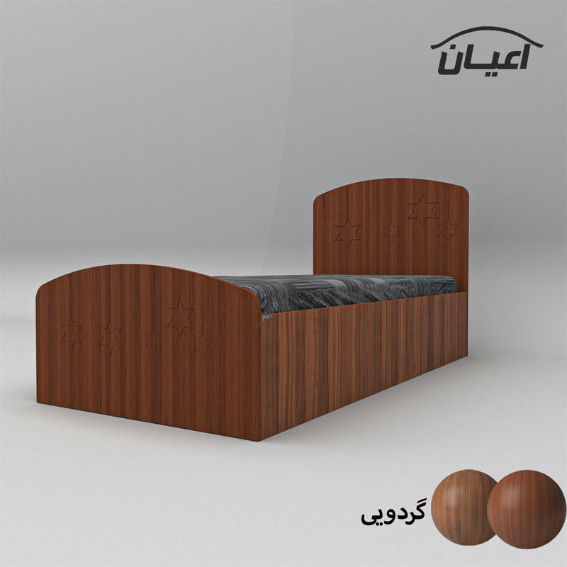 تخت خواب یکنفره کوچیل مدل KL595 طرح ستاره سایز 90x200 سانتی متر