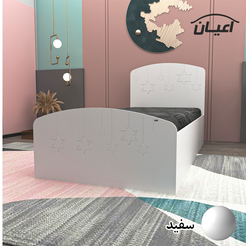 تخت خواب یکنفره کوچیل مدل KL595 طرح ستاره سایز 90x200 سانتی متر