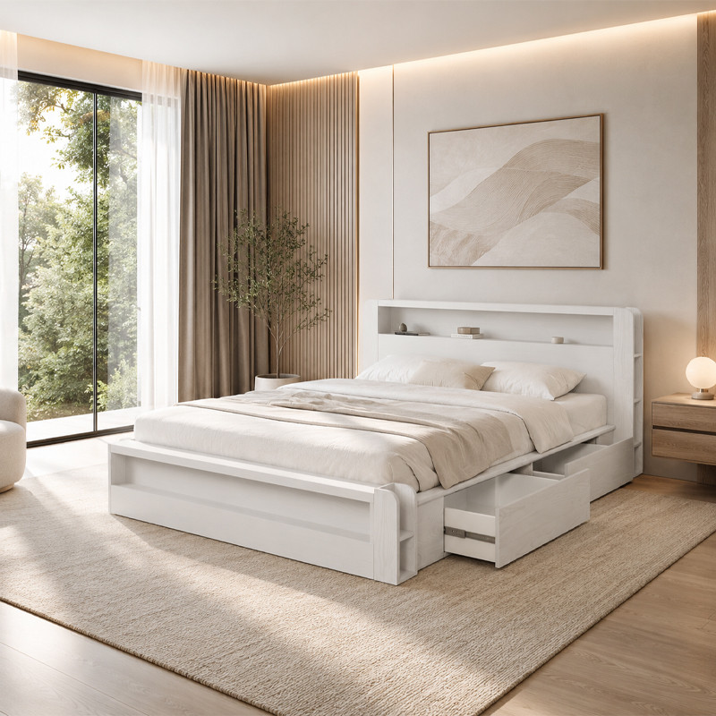 تخت خواب ملامینه دو نفره کوچیل مدل Z129 سایز 190×220 سانتی‌متر