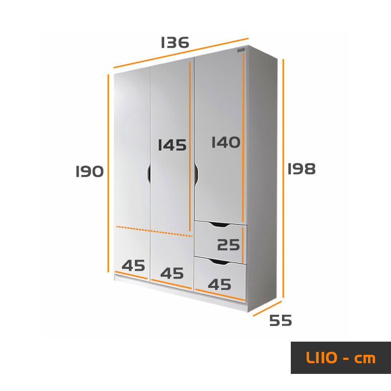 کمد لباس کوچیل مدل L110-MDF طول 136 سانتی متر