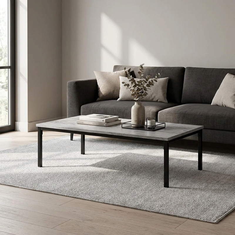 میز جلومبلی مستطیل با پایه فلز و صفحه MDF کوچیل مدل J6-MDF